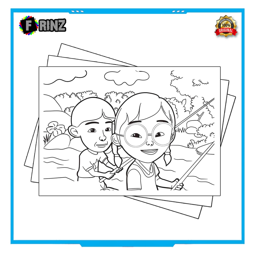 Gambar Sketsa Mewarnai ~ 07 . Upin Ipin Part 1 / Seketsa Lukis / Drawing Sketch / Menggambar-13