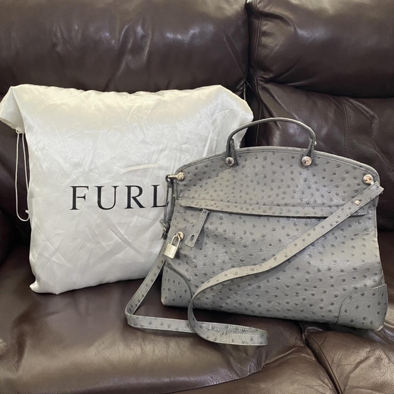 [Preloved Authentic] Furla Dome Piper Ostrich Leather Large