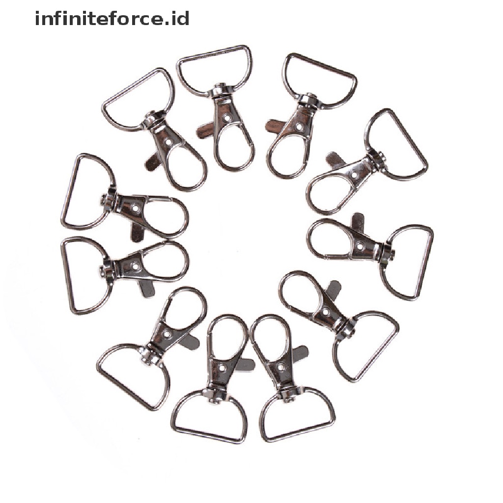 (infiniteforce.id) 10pcs / set Kait Gantungan Kunci Bahan Metal Warna Silver