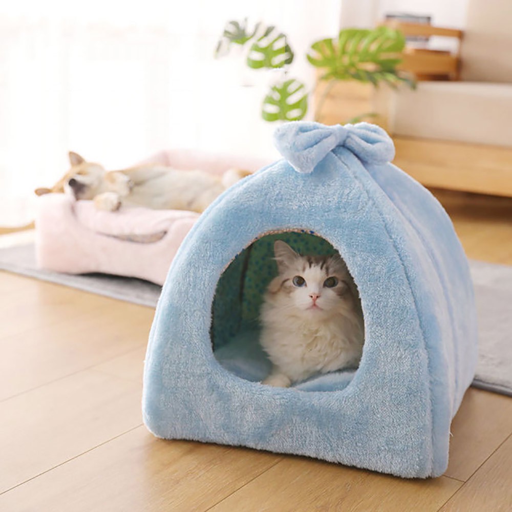 Jual Import Warm Cat House Yurt For Cats Puppy Dog Pet Short Plush Mat Pet Cave Bed Kitten Nest Indonesia Shopee Indonesia