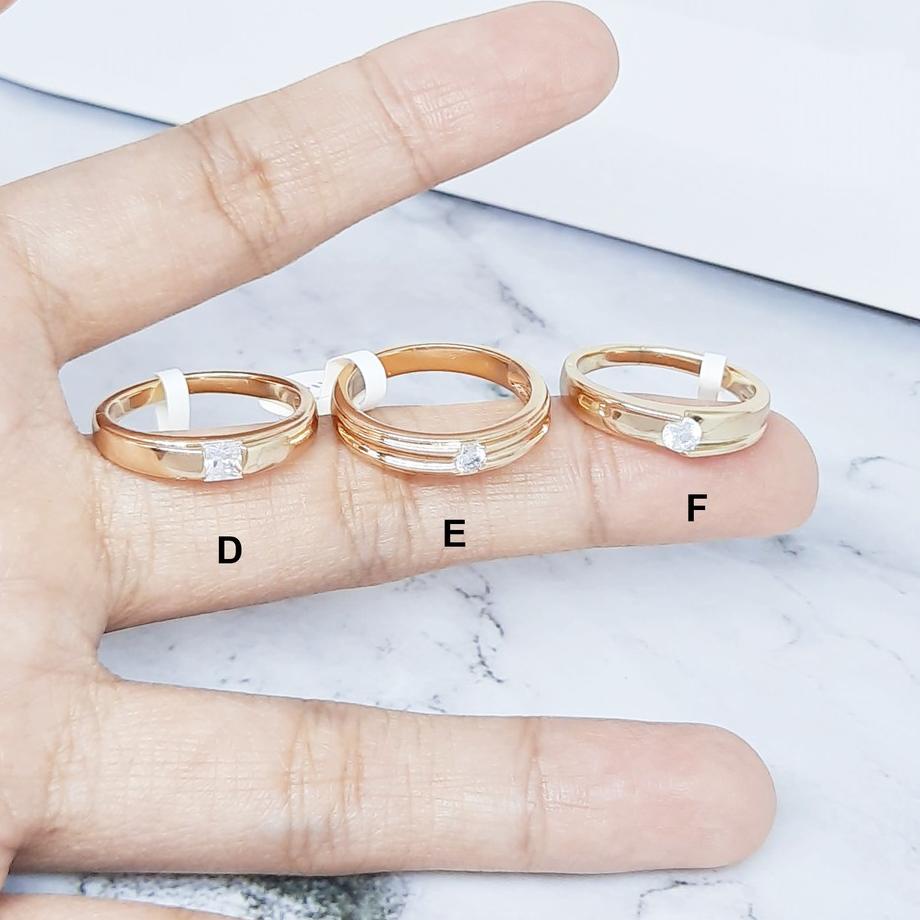 Cincin Kawin Xuping Asli Batu Solitaire Emas Pasir Pria Wanita - BR563 ✓