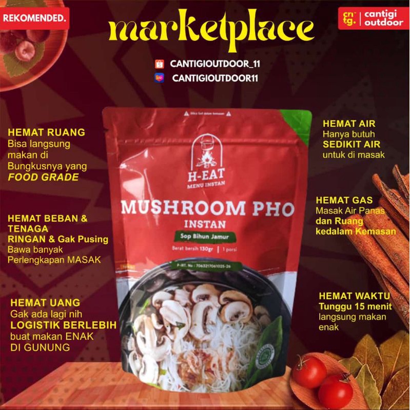 

H eat Nasi Instan / Mie Bihun Instan / Nasi Instan Siap Saji Mushroom Pho / H-eat Mushroom Pho