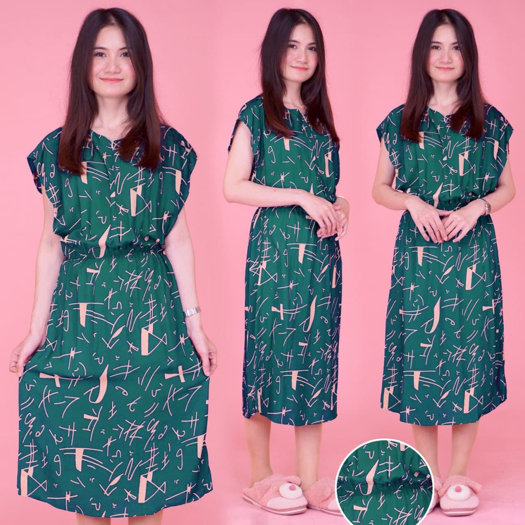 DASTER MANOHARA SANTUNG PAKAIAN BAJU TIDUR MURAH KEKINIAN BATIKWARNA-MH Formula Hijau