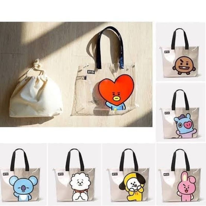 tas wanita tote bag transparan tote jelly hand bag BT21