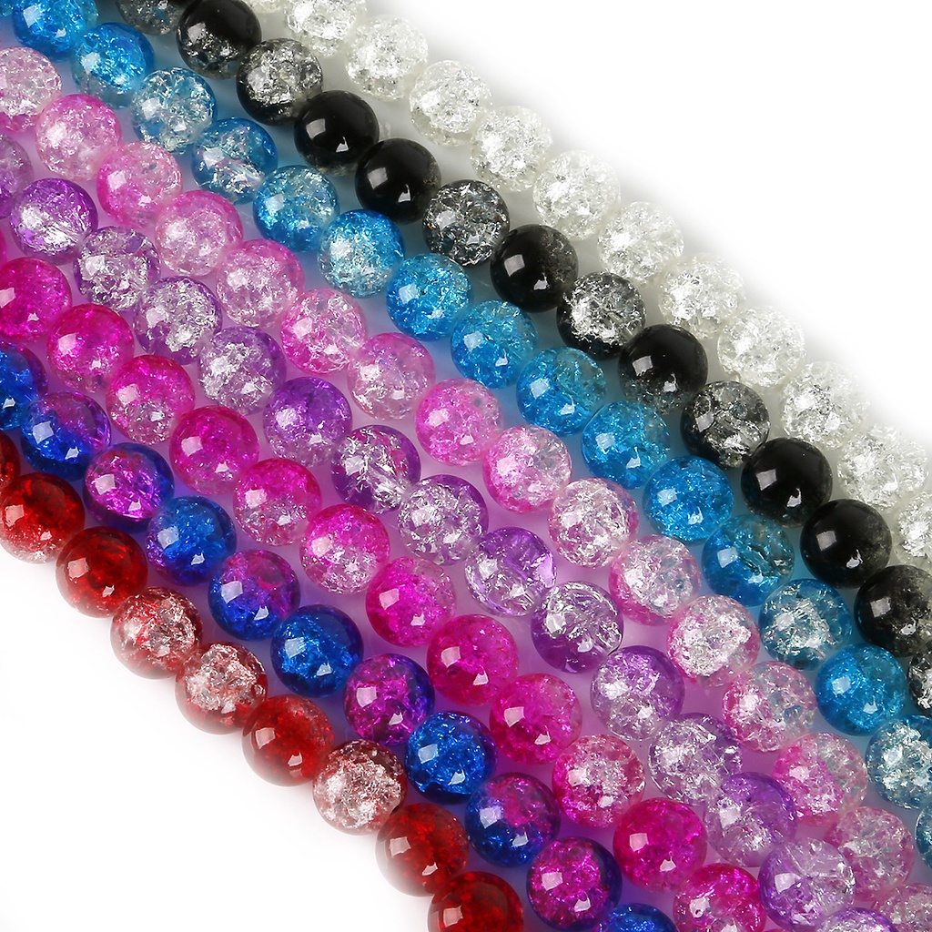 4 Mm 6 Mm 8 Mm 10 Mm Dua Warna Warna Kaca Kresek Beads Bulat Longgar Spacer Manik-manik untuk Membuat Perhiasan DIY Gelang &amp; Kalung