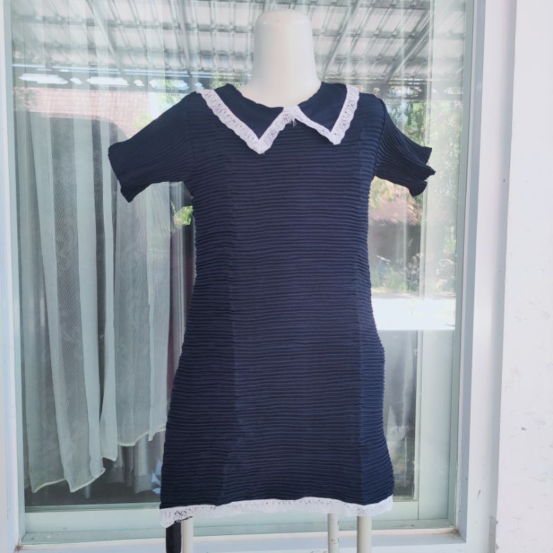 Dress Anak Turun Naik 1 2 3 4 5 Tahun cewek perempuan motif polos kerah korea ( Dress Kerah Polos)