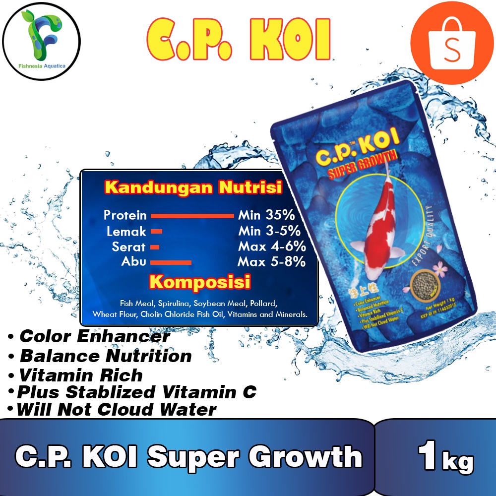 CP KOI Super Growth 1Kg S/M Makanan Pakan Pelet Ikan Koi Premium Murah