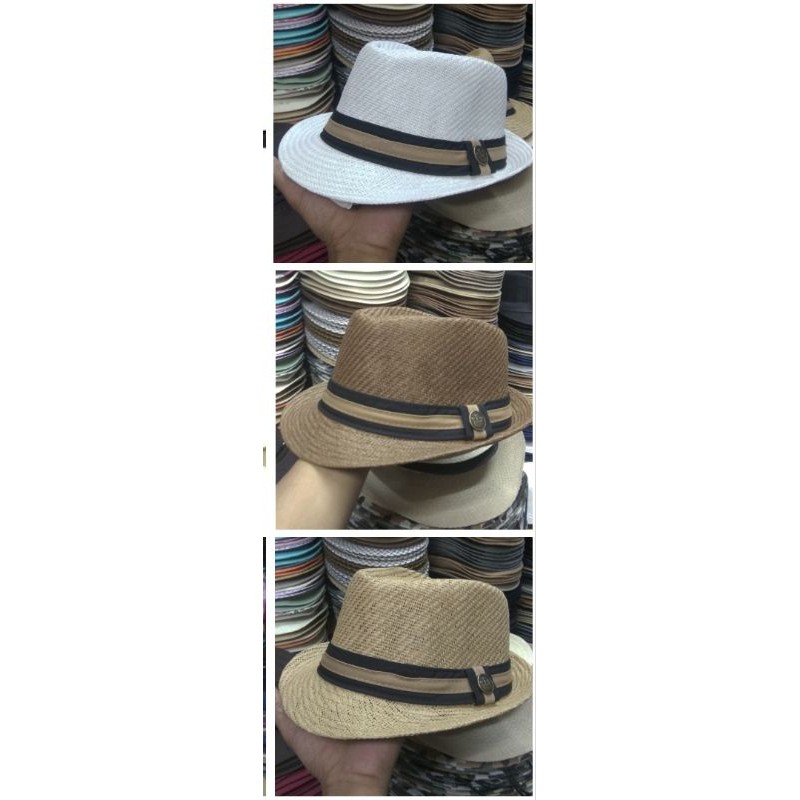 Topi fedora bahan peper logo kancing