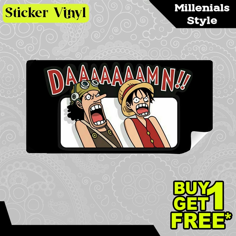 

Stiker Sticker Damn One Piece Luffy and Usopp Karakter Anime One Piece Aesthetic Bahan Vinyl Satuan Anti Air