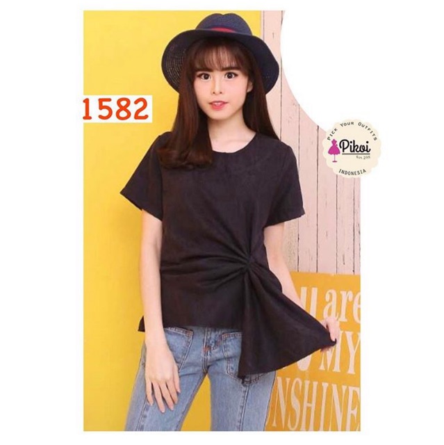 Blouse hitam cantik / blouse kantor murah / blouse kuliah / blouse ikat lucu / blouse korea mu /1582