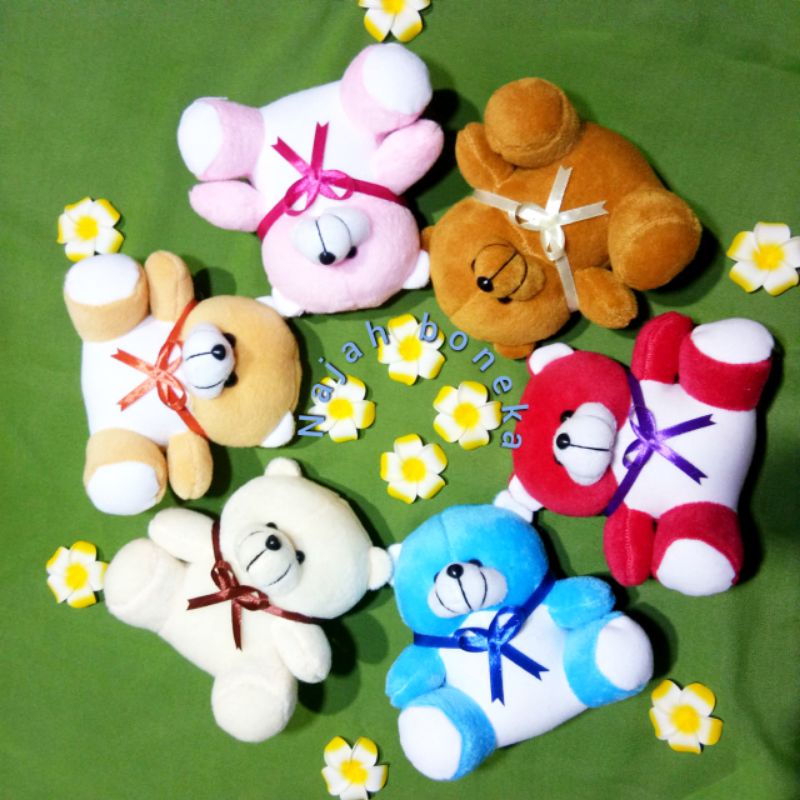 Boneka Bear/Beruang kalung pita polos size 15cm real pict