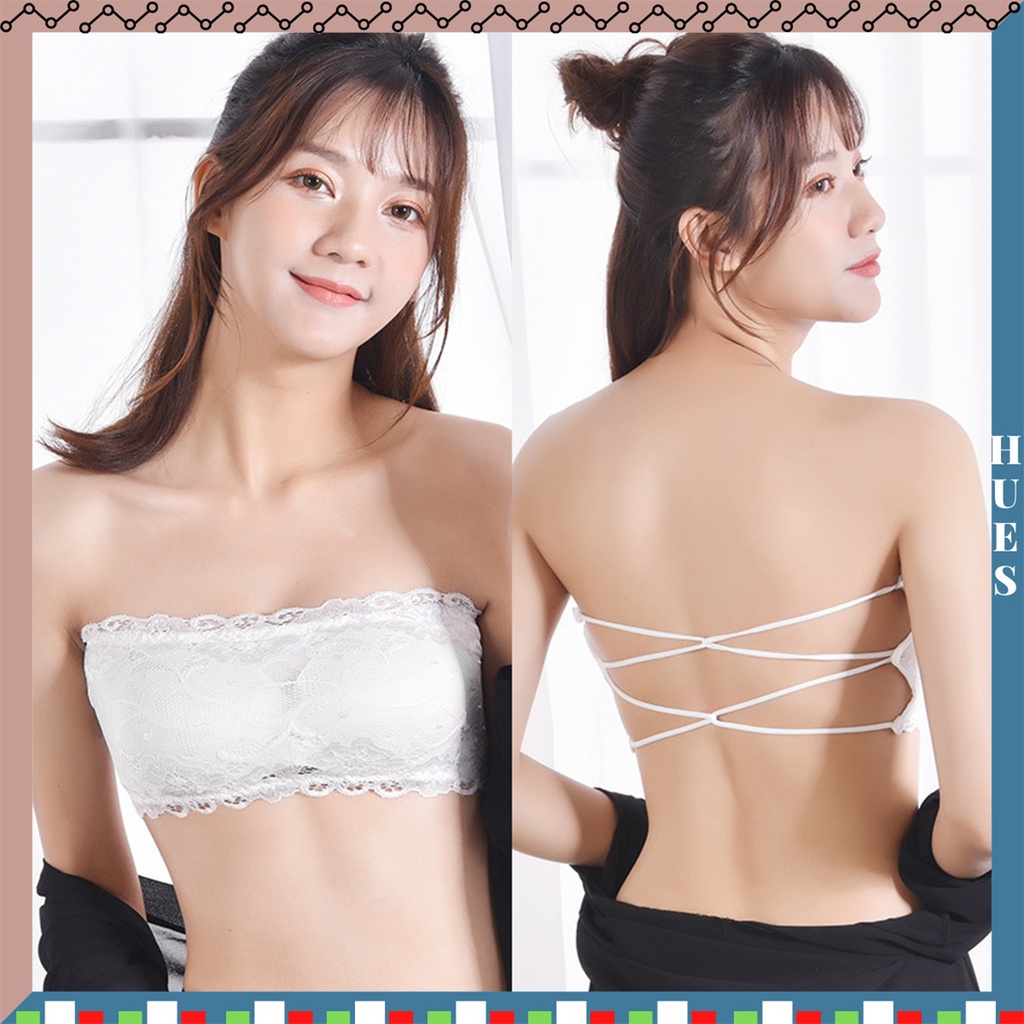 HUES.ID Bra Crop Kemben Renda Model Busa Tanpa Tali Crop Top 1065