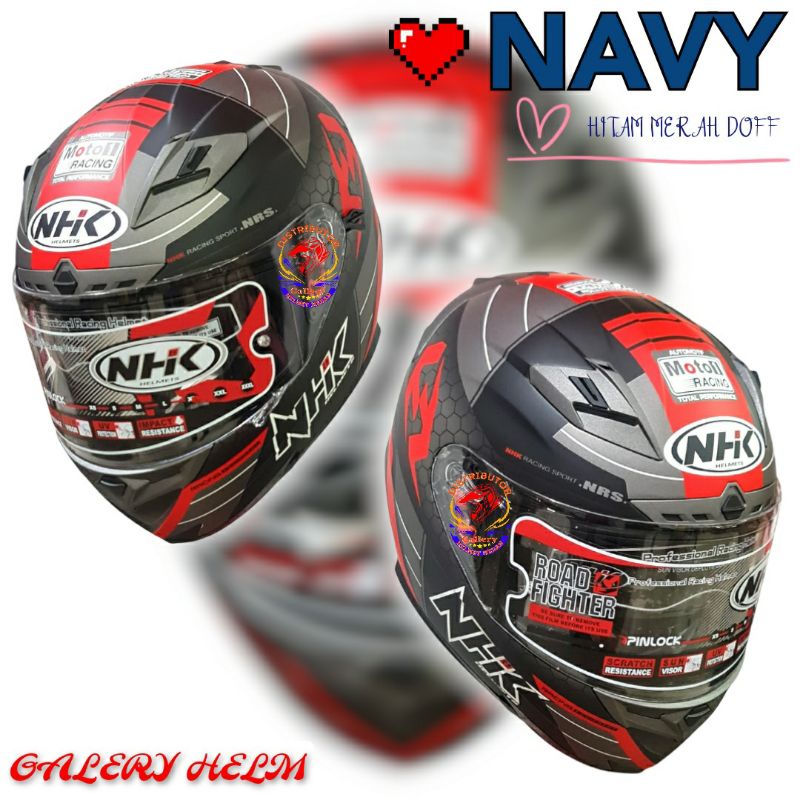 HELM FULL FACE NHK RX9 NAVY HITAM MERAH DOFF ORIGINAL