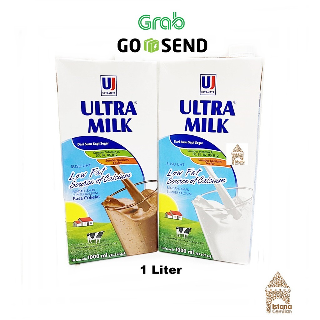 Susu Ultra Milk UHT Low Fat Plain / Cokelat 1 Liter / 1 L