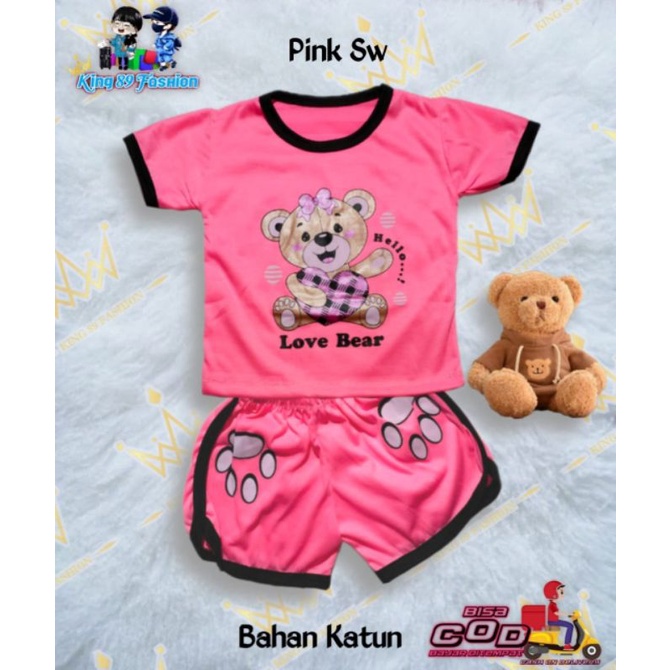 setelan anak playset # CUPA CUPS # MOTIF LOVE BEAR # setelan anak balita...