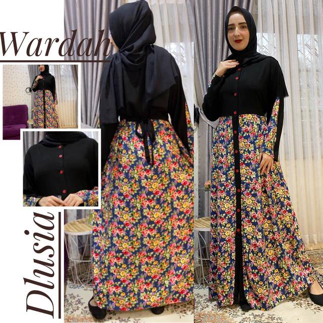 Daster arab DLUSIA WARDAH Dress Rayon Full kancing