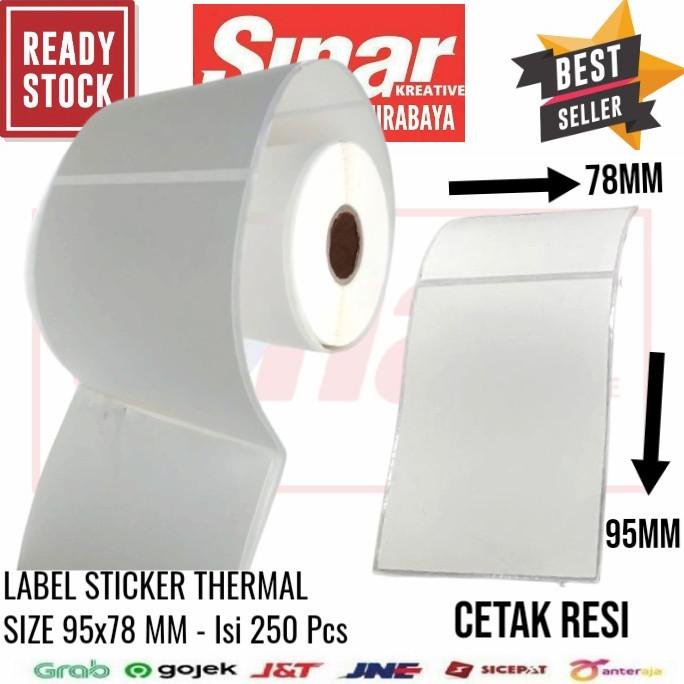 

(BISA COD) STICKER LABEL THERMAL SIZE 78x95mm CETAK RESI - ISI 250 Pcs WITH GAP TERLENGKAP Kode 474