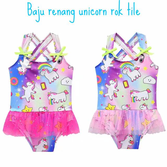 Baju Renang Unicorn Rok Tile Anak Perempuan SML XL