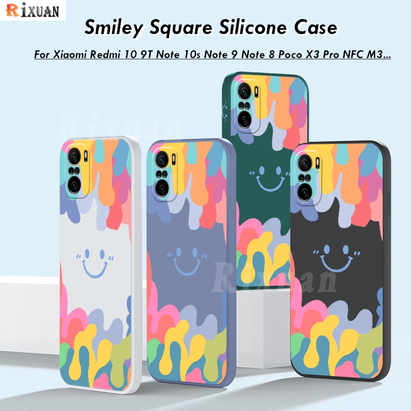 Casing Xiaomi Poco X3 GT Poco M3 Poco X3 NFC X3 Pro Redmi Note 11 Pro Redmi 10 Redmi Note 10S Note 10 Pro Redmi 9T Note 9 Note 9S Note 9 Pro Note 8 Note 7 Gradient Ice Cream Color Smiley Square Silicone Soft Phone Case Rixuan