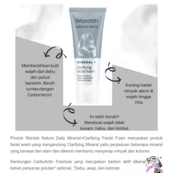 ☃Cutezz_Ching1☃Wardah Nature Daily Mineral+Clarifying Facial Foam 60ml