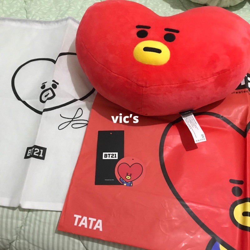 Official BT21 30cm TATA Face Cushion (Preloved, Baca Desc) Boneka Plushie Original BTS Line Store