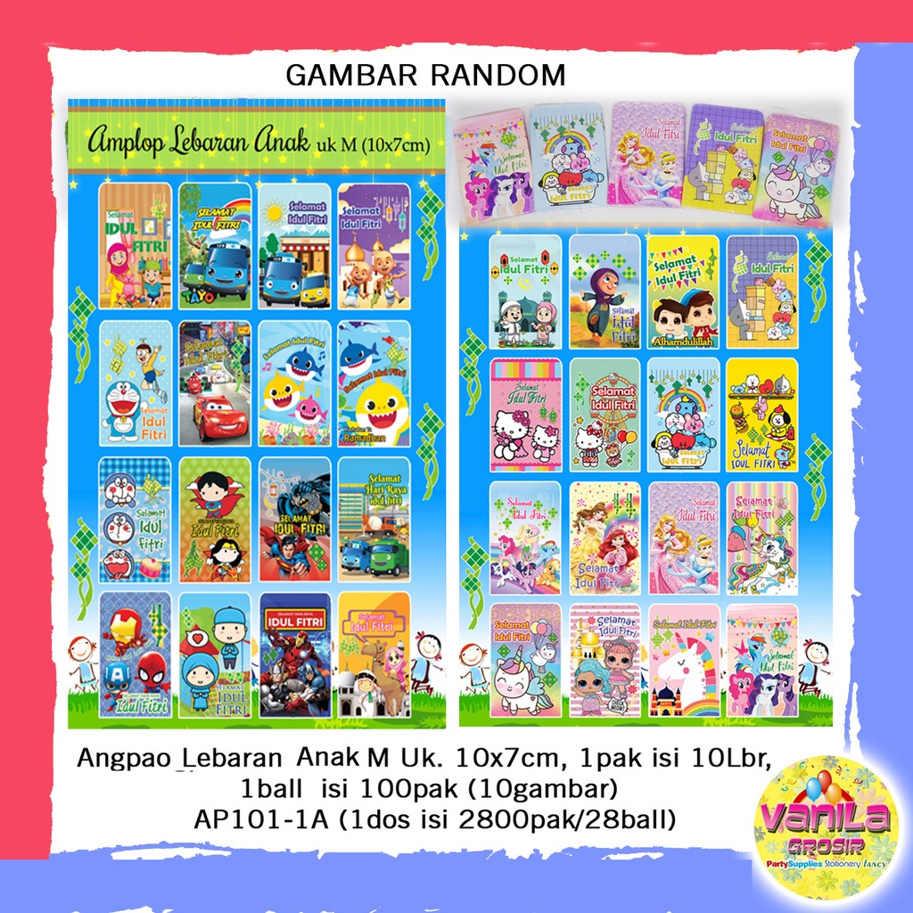 

(1Pak isi 10Pcs) Amplop Idul Fitri Karakter uk M, Angpao Lebaran Karakter Cewek & Cowok, Amplop Lebaran uk M GROSIR nara
