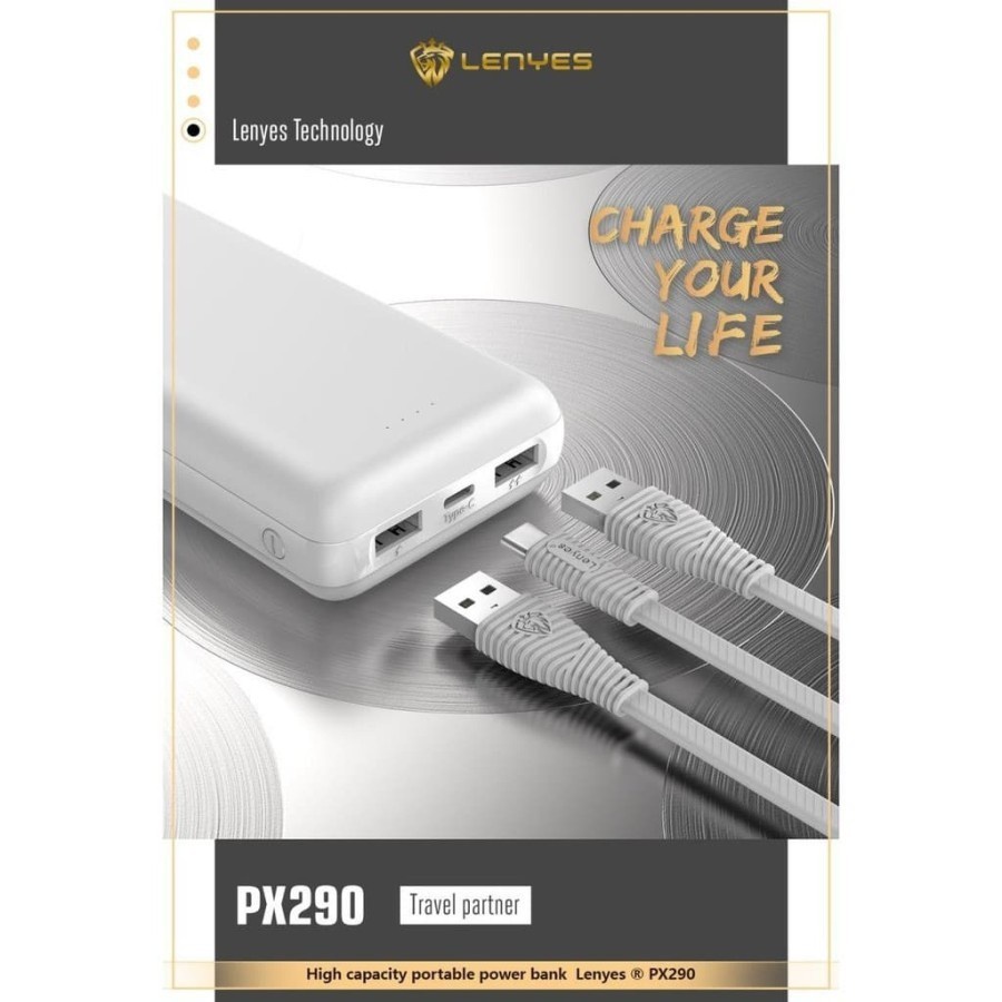 Original Power Bank LENYES PX290 20000 mah 2 usb portable 1 Usb Type C high real capacity