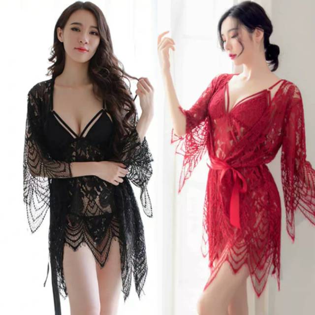 LETTA LINGERIE Kimono Sexy Lingeri Kimono Set Linjeri Premium Lingeria Brukat Lingerie Seksi Baju Ti