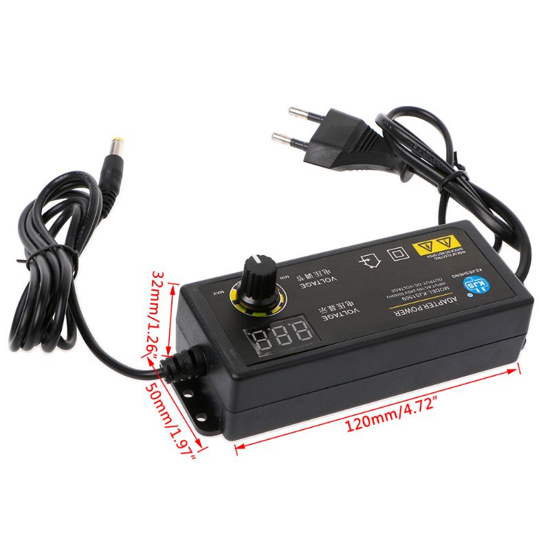 Btsg 60W 3-24V Adaptor Adjustable Dengan Layar Display Tegangan DC5.5x2.1/2.5mm