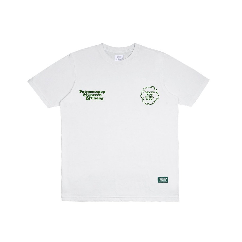 POT MEETS POP / CHEECH AND CHONG - DAVE'S NOT HERE TEE WHITE / BAJU KAOS