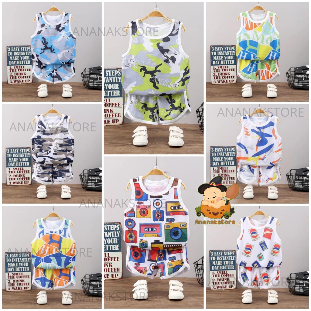 ANANAK - Baju bayi lengan pendek 0-4 TAHUN bahan super lembut dan adem / stelan bayi lucu setelan bayi import