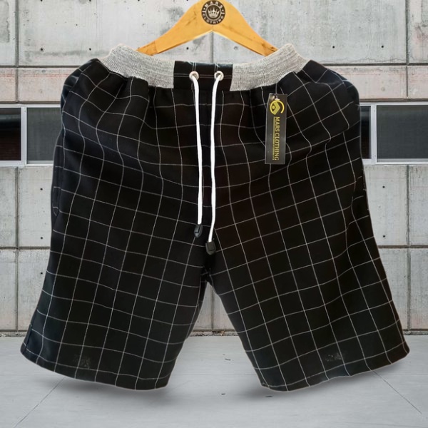 CELANA TARTAN PENDEK PRIA RIB KARET