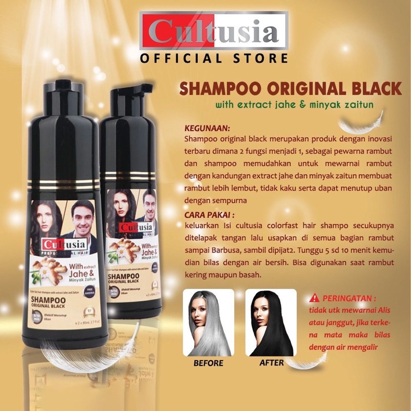 Bisa COD - Black Shampoo Cultusia Original / Semir Rambut Instan / Penghitam Rambut Uban / Hair Shampo Black