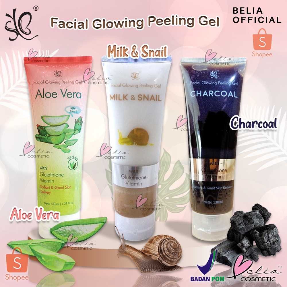 ❤ BELIA ❤ SYB Facial Glowing Peeling Gel Aloe Vera | Milk &amp; Snail | Charcoal | Peeling Wajah 130 ml Tube (✔BPOM)