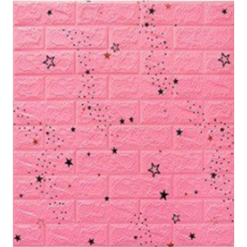 FAYES Wallpaper Dinding Foam 3D 70 x 39 CM Motif Unik Waterproof / walpaper dinding U96 / U137 / U138 / U139-U139 STAR PINK