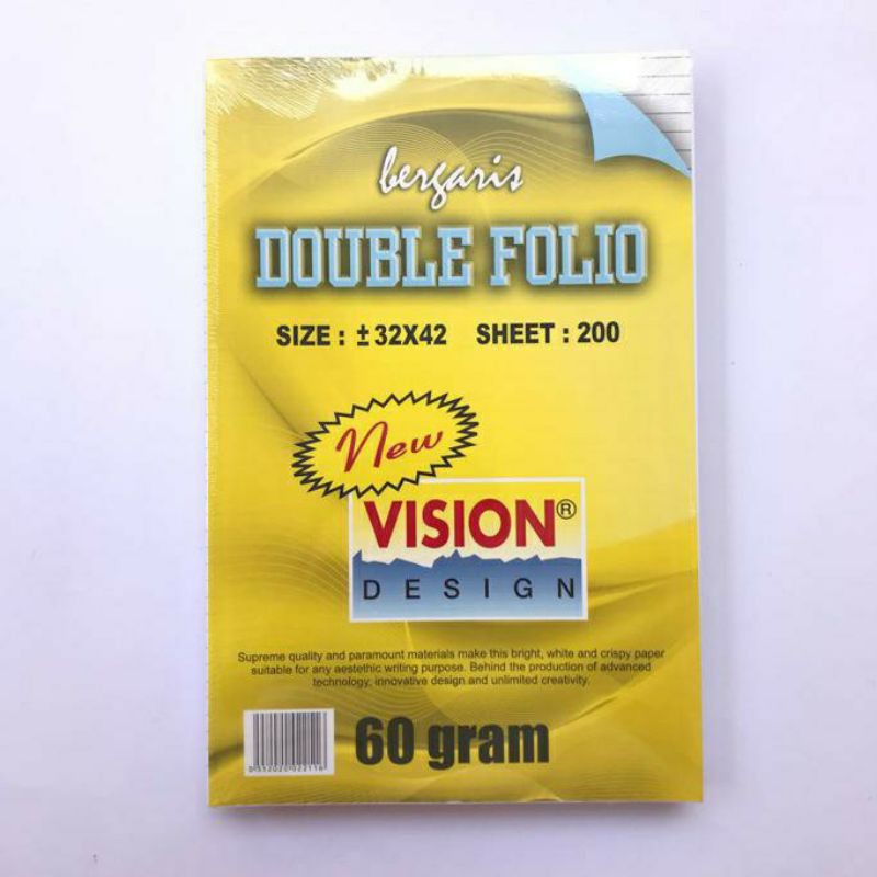 

Kertas Double Folio Bergaris VISION 200 Lembar