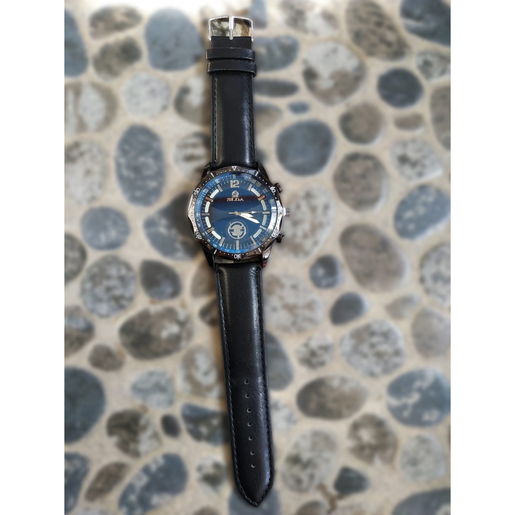 Jam Tangan Pria Polos Modis Tali Kulit QUARTZ Kasual Jam Formal Merek Mewah Pria Olahraga Kedap Air