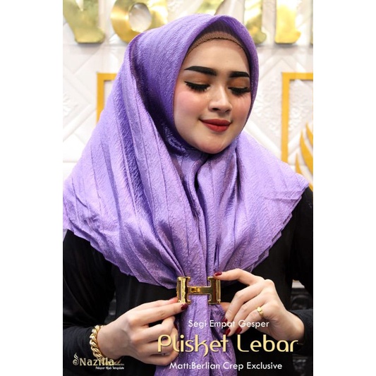 Jilbab Segiempat Gesper Plisket Lebar Original Nazilla
