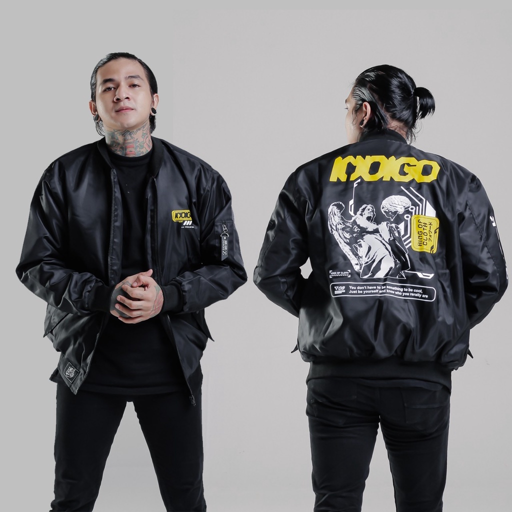 Jaket Bomber Pria Distro Indigo Terbaru 2022/ Jaket Parasut Cowok Keren Dan Bahan Tahan Air