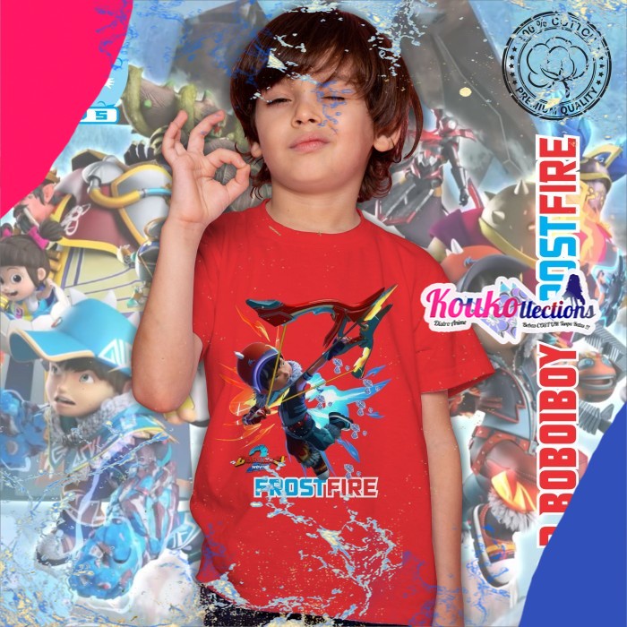 Baju Kaos Boboiboy Frostfire distro(((BELI 5+BONUS1))) (BC2)MERAH - M(MERAH)