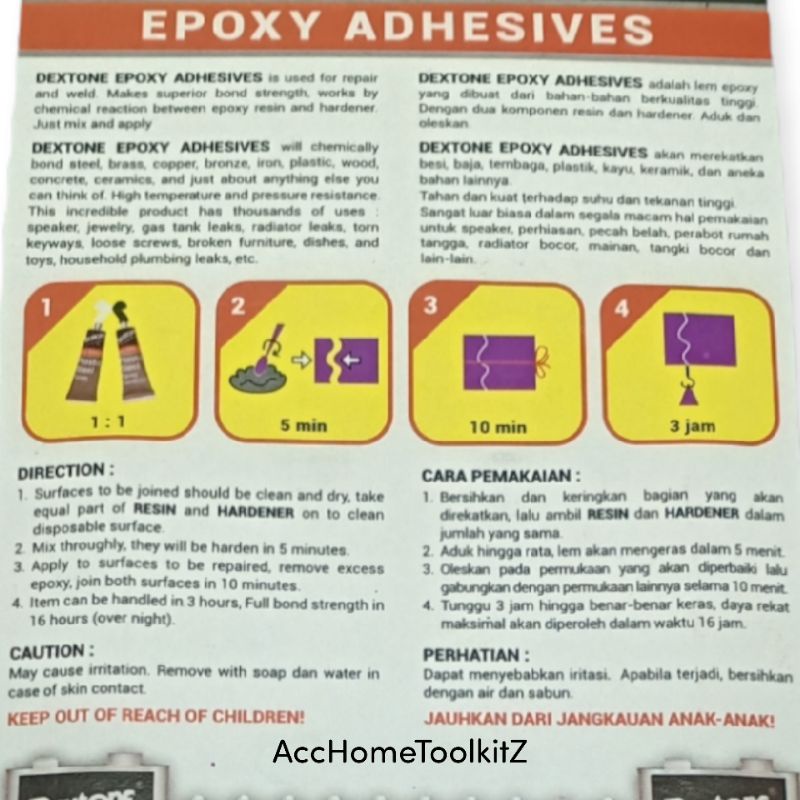 Lem Besi Epoxy Adhesives Dextone 5 Menit 48 gram Original Asli / Lem Hitam Putih Serbaguna Resin Hardener / Lem Keramik Kaca Kayu Plastik