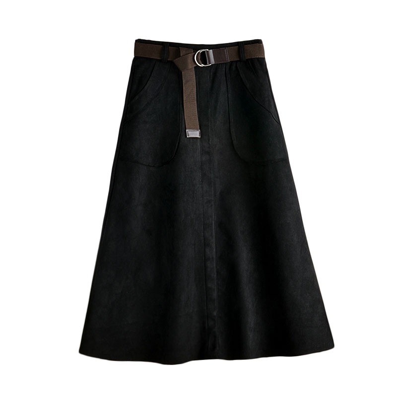 [ Retro Series ] Rok Suede Midi 7/8 Import Premium ( Midi Suede Skirt 7/8 Import Premium )