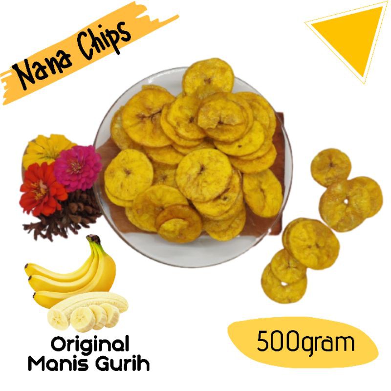 

Nana Chips Keripik pisang kripik pisang Rasa Original manis gurih aneka rasa Nana Chips 500gram