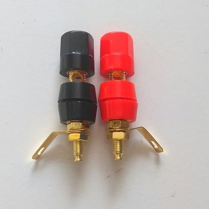 Binding Post Speaker Terminal Banana Plug Jack Gold Plated Sepasang