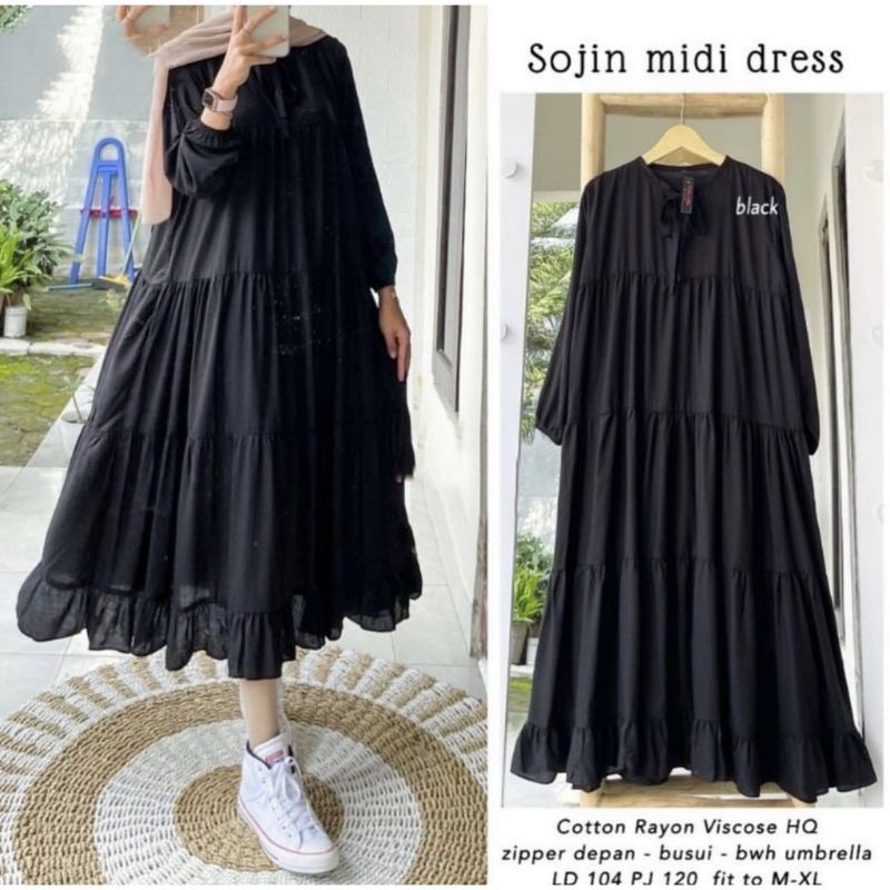 sojin midi dress | midi dress viral | gamis rayon | gamis polos