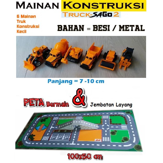 Mainan Truk Anak Diecast Konstruksi Set Dan Peta Jalan Mobil 100x50CM