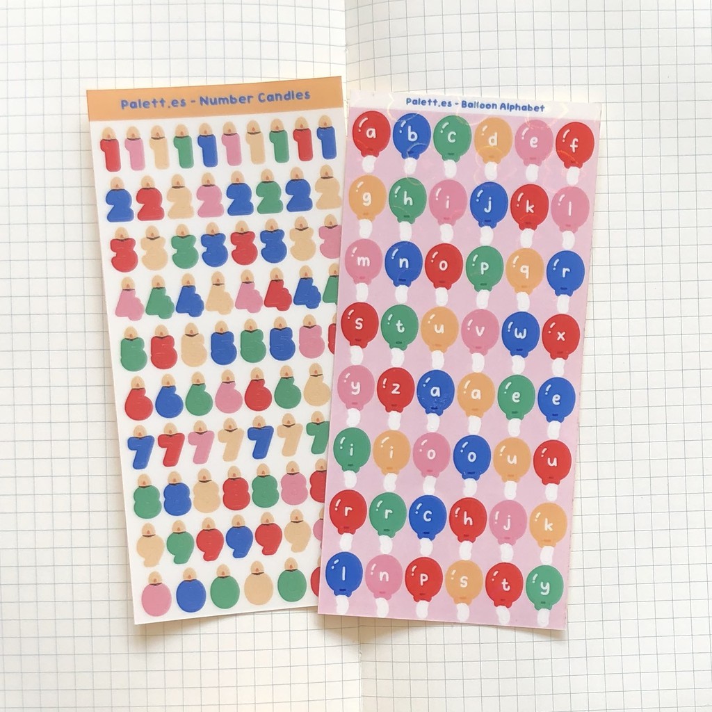 

[LAST STOCK] Palett.es - Balloon Alphabet / Candle Numbers Sticker Sheet