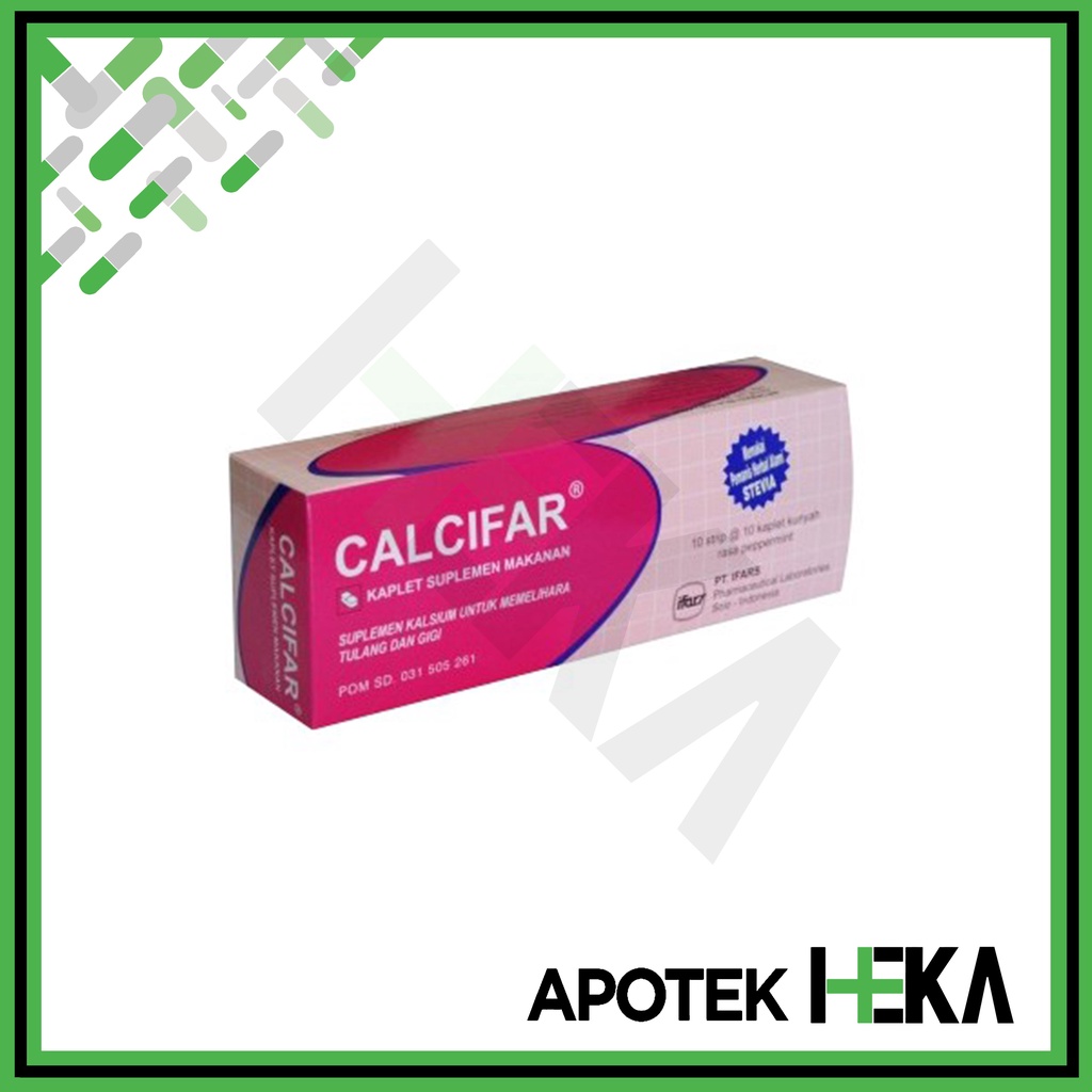 Calcifar Kaplet Kunyah Chewable Box isi 10x10 - Suplemen Kalsium (SEMARANG)