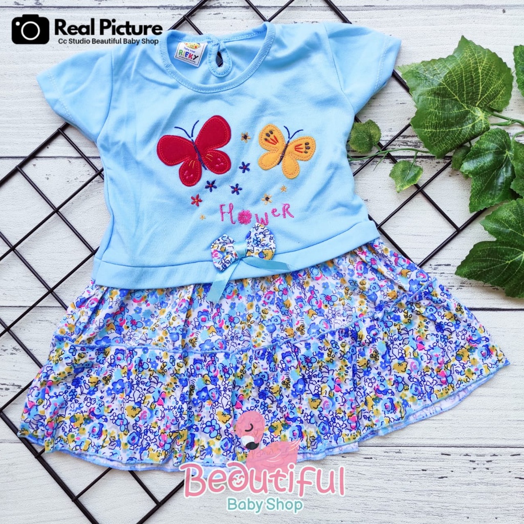 Baby.ou - Dress Bayi Perempuan Motif Kupu Bunga / Rok Baju Bayi Perempuan  Merk Rifky / Baju Bayi Perempuan