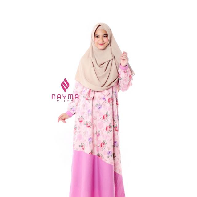 Gamis katun motif fathia dress by nayma /gamis busui /gamis motif
